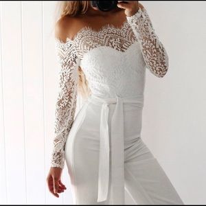 White Jumpsuit with Lace top